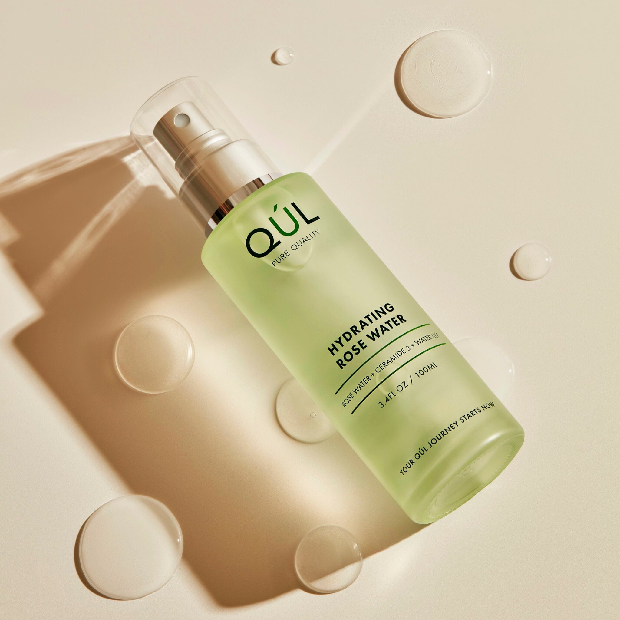 QUL Beauty Hydrating Rose Water Bottle with Product